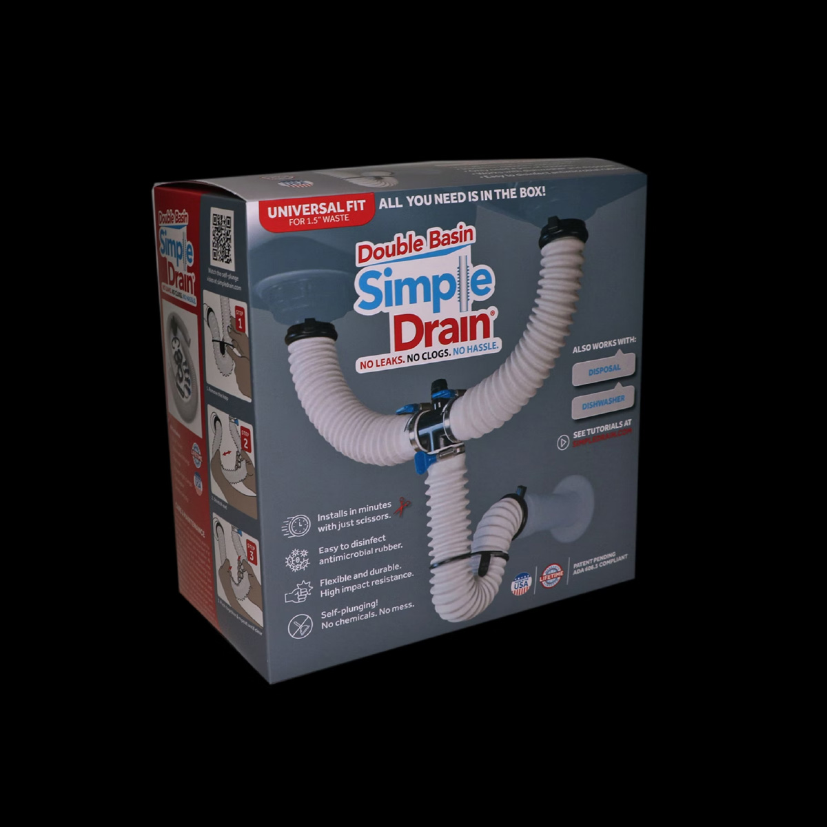 Simple Drain - Flexible Rubber Sink Drain, P-Trap, S-Trap