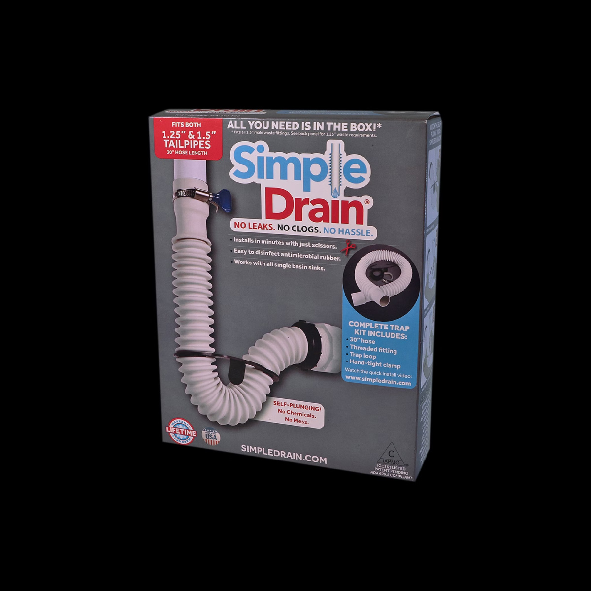Simple Drain - Flexible Rubber Sink Drain, P-Trap, S-Trap